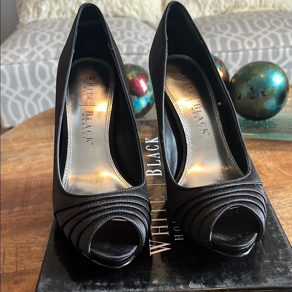 White House Black Market Black Peep Toe Heels